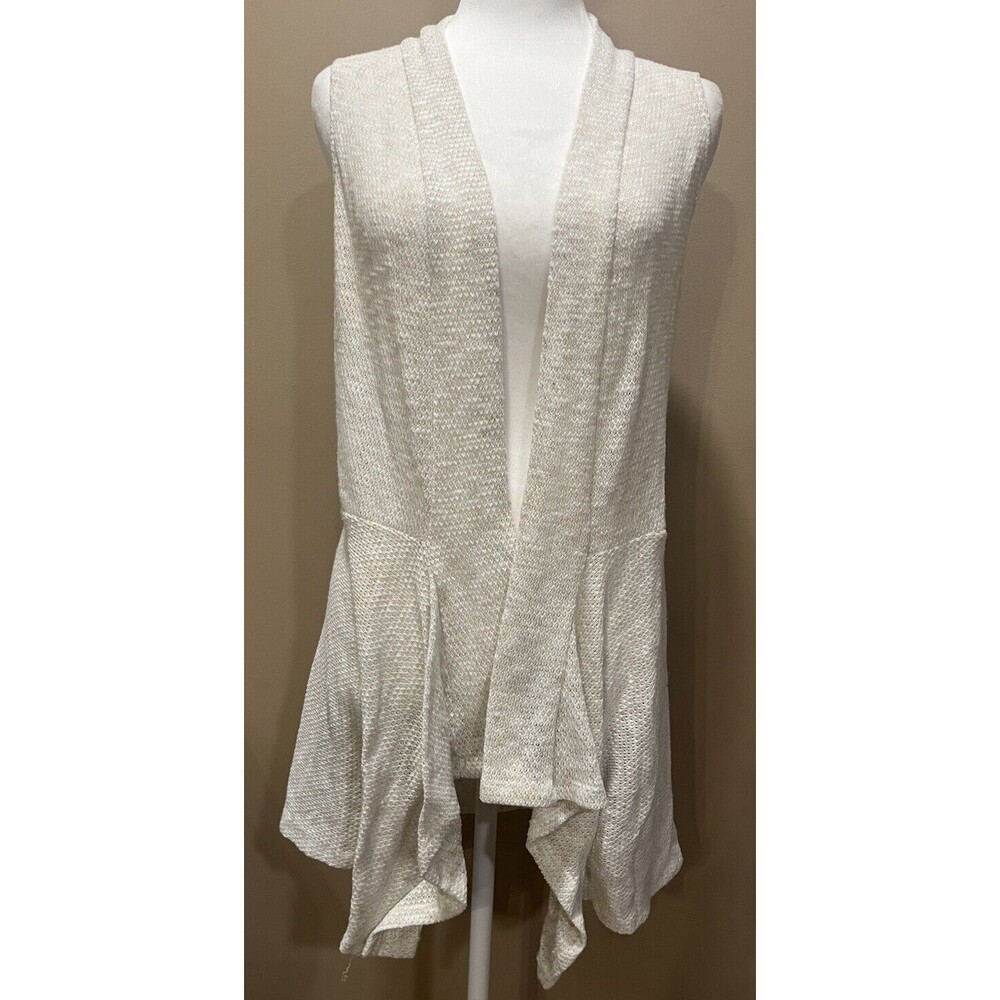 Women's Flyaway Vest Natural Crochet Back Boho Hippie Retro Rock Y2K Festival L